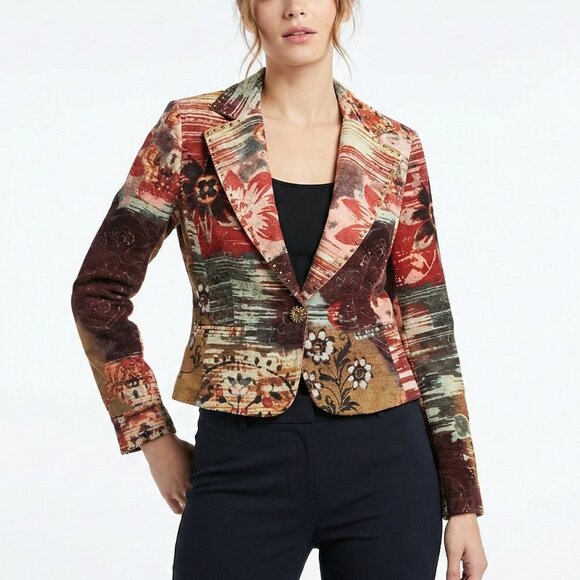 Alberto Makali Velvet Floral Patchwork Blazer - Picture 15 of 15